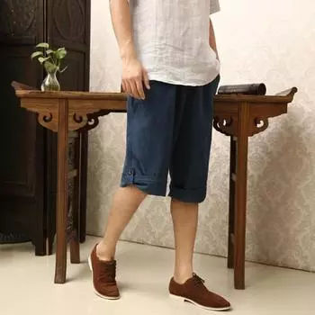 Мужские повседневные брюки Yousheng длиной 3/4, однотонные шорты из хлопка и льна с карманами, дышащие, быстросохнущие, спортивные шорты для бега, повседневная одежда для пляжа L жёлтый