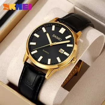 Мужские повседневные часы Moment Beauty 2252, кварцевые часы, водонепроницаемые, с кожаным ремешком, простые часы с календарем