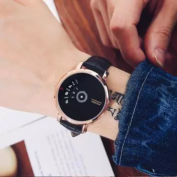 Мужские повседневные часы, персонализированные кварцевые часы с поворотным механизмом, модные мужские часы на пояс