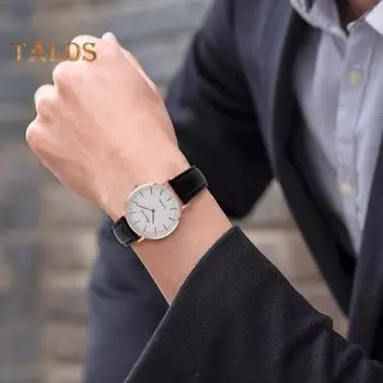 Мужские повседневные часы с круглым циферблатом, ремешок из искусственной кожи, кварцевый механизм, мужские наручные часы для подростков, модные украшения, подарок на день рождения