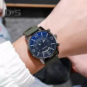 Мужские повседневные часы с круглым циферблатом, силиконовый ремешок, мужские спортивные кварцевые цифровые наручные часы для подростков, модные украшения, подарок на день рождения, Рождество чёрный