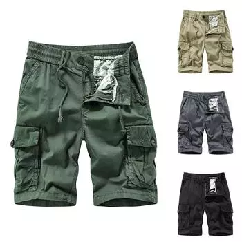 Мужские повседневные цветные карманные пляжные рабочие брюки-карго на открытом воздухе, шорты, брюки 30 армия зеленый