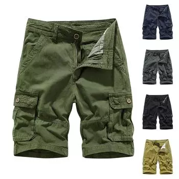 Мужские повседневные цветные карманные пляжные рабочие брюки-карго на открытом воздухе, шорты, брюки 31 хаки