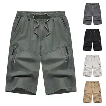 Мужские повседневные цветные карманные пляжные рабочие брюки-карго на открытом воздухе, шорты, брюки L армия зеленый