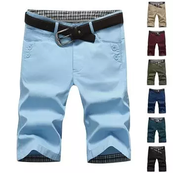 Мужские повседневные цветные пляжные брюки прямого покроя с 5-точечным кроем L армия зеленый