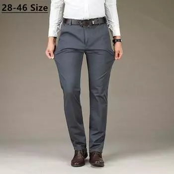 Мужские повседневные деловые брюки в классическом стиле, эластичные брендовые брюки стандартного кроя, серые, темно-синие, хаки, черные 30 королевский синий