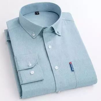 Мужские повседневные деловые рубашки с длинным рукавом, стандартная посадка с нагрудным карманом S