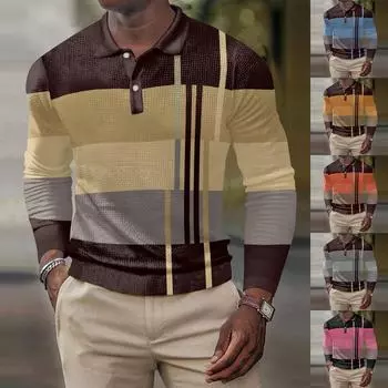 Мужские повседневные деловые рубашки с длинным рукавом и лацканами Мужские рубашки с длинным рукавом и принтованными пуговицами L синий