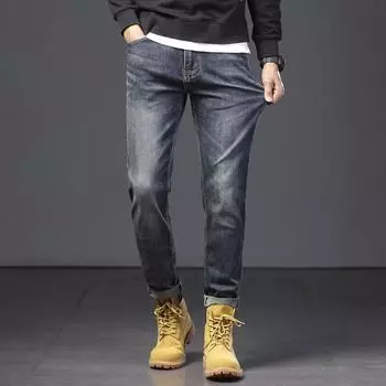 Мужские повседневные длинные брюки, весенние и осенние классические высококачественные деловые свободные весенние джинсы прямого кроя для мужчин 38
