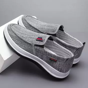 Мужские повседневные дышащие туфли-лодочки из ткани 2024 года для вождения или отдыха 39, model TY-X5 серый