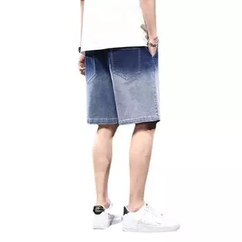 Мужские повседневные джинсы большого размера Five, шорты, мужские тонкие летние свободные брюки, повседневные спортивные брюки 8XL чёрный