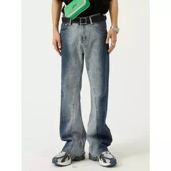 Мужские повседневные джинсы Four Seasons в Корейском стиле с контрастным принтом тай-дай и градиентом Micro Horn S синий