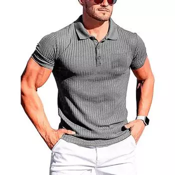 Мужские повседневные футболки для спортзала, летние мужские футболки с воротником с лацканами и короткими рукавами, спортивные топы для бега, футболки, мужская одежда, уличная одежда EU S синий