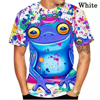 Мужские повседневные футболки с короткими рукавами с принтом Frog Series 3D, летние футболки больших размеров для мужчин S