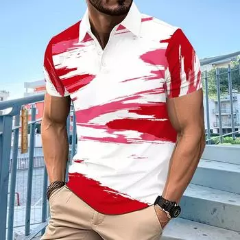 Мужские повседневные футболки с принтом тай-дай, спортивная рубашка поло, уличная рубашка, летние футболки с короткими рукавами и воротником с лацканами S небесно-голубой