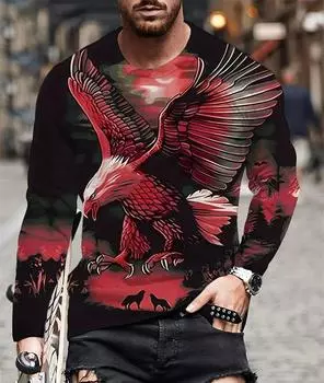 Мужские повседневные футболки с ручным рисунком орла и уличной одеждой с 3D принтом животных в стиле хип-хоп, мужские футболки больших размеров 6XL S