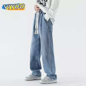Мужские повседневные хлопковые прямые брюки в американском стиле Y2K, джинсы, широкие джинсовые брюки