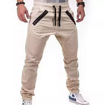 Мужские повседневные и модные спортивные штаны на резинке со шнурком и двойными молниями XXXXL белый