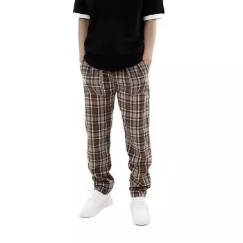 Мужские повседневные клетчатые полосатые брюки, свободные брюки, пижамные брюки S хаки