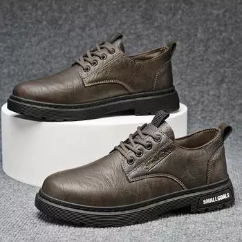 Мужские повседневные кожаные ботинки 2024 года, модные высокие мужские туфли, модные черные спортивные кожаные туфли, ботильоны на платформе, мужские теннисные ботинки 39