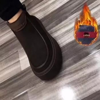 Мужские повседневные кожаные ботинки Martin с низким верхом 2025 года на толстой подошве и бархатной подкладке Size 40 чёрный