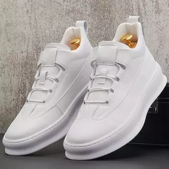 Мужские повседневные кожаные ботинки трендового зеленого и белого цвета, мужские туфли, увеличивающие внутреннюю высоту, молодежные уличные ботинки на платформе, короткие туфли до щиколотки 43