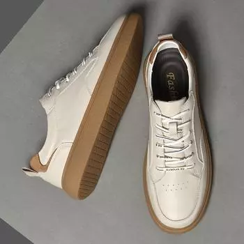 Мужские повседневные кожаные кроссовки для ходьбы на открытом воздухе на плоской подошве, дизайнерские туфли-оксфорды из натуральной кожи, нескользящие, удобные, вулканизированные кроссовки 38 чёрный