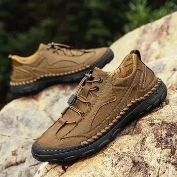 Мужские повседневные кожаные кроссовки на шнуровке ручной работы 39 чёрный