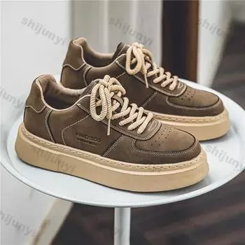 Мужские повседневные кожаные кроссовки, осенние, новые, на шнуровке, дизайнерские, удобные, трендовые, кроссовки для мужчин, дышащие, кроссовки для бега 39 чёрный