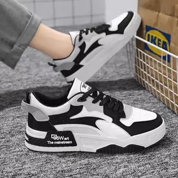 Мужские повседневные кожаные кроссовки с водонепроницаемой толстой подошвой, вулканизированная обувь для мужчин 2024 года, удобные весенние кроссовки для мужчин, повседневная обувь, теннис 39 покинуть белый