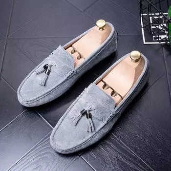 Мужские повседневные кожаные мокасины с кисточками Elegantes Moccasins Slip-On Мужские туфли для вождения Handmade Boat Flats Leisure Walk Lazy Footwear 38