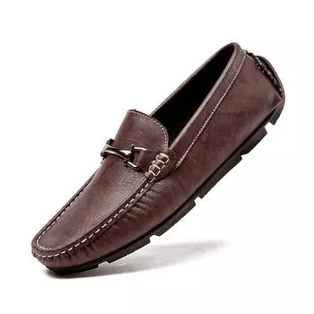 Мужские повседневные кожаные туфли без застежек, легкие мокасины, удобные туфли для вождения 39 коричневый