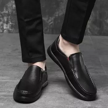 Мужские повседневные кожаные туфли для ходьбы, деловые, нескользящие, с мягкой подошвой, рабочие мокасины с круглым носком и плоской подошвой, кроссовки для активного отдыха 38 коричневый