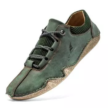 Мужские повседневные кожаные туфли из спилка большого размера, мужские лоферы, удобная обувь для вождения, мокасины, мужская обувь на плоской подошве 38 зелёный