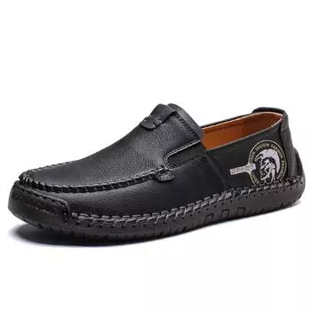 Мужские повседневные кожаные туфли из спилка больших размеров, мужские лоферы, удобная обувь для вождения, мокасины, мужская обувь на плоской подошве 38 чёрный