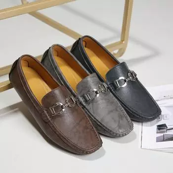 Мужские повседневные кожаные туфли, легкие мокасины, классические мужские туфли без застежек, удобные туфли для вождения 39 коричневый
