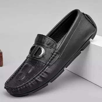 Мужские повседневные кожаные туфли, легкие мокасины, удобные туфли для вождения 39 серый