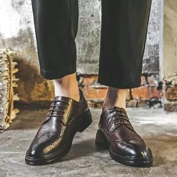Мужские повседневные кожаные туфли, мокасины ручной работы, мужские кожаные туфли на шнуровке, деловые туфли Оксфорды, свадебные туфли жениха 38-44 38 чёрный