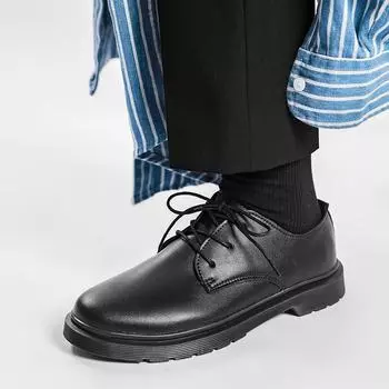 Мужские повседневные кожаные туфли на шнуровке, дерби, туфли-лодочки 39 чёрный