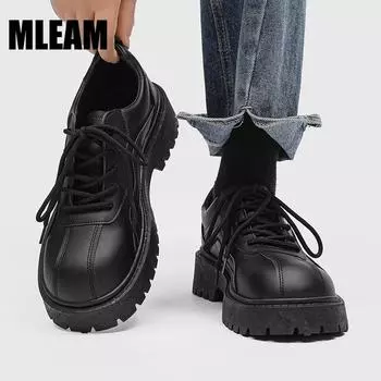 Мужские повседневные кожаные туфли, нескользящие, износостойкие, деловые туфли, модные, однотонные, удобные, на плоской подошве, повседневные туфли для мужчин 43