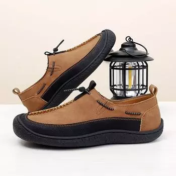 Мужские повседневные кожаные туфли ручной работы, лоферы, туфли для вождения, мокасины 39 жёлтый/коричневый