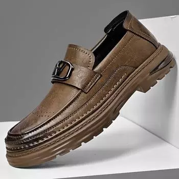 Мужские повседневные кожаные туфли, туфли без застежек, деловые туфли, свадебные туфли 39