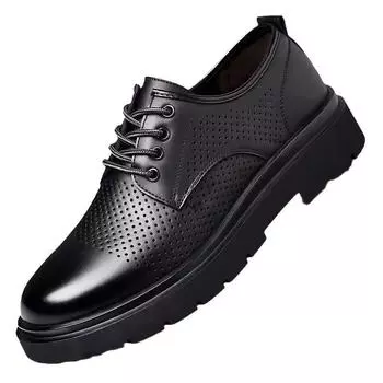 Мужские повседневные кожаные туфли в британском стиле, деловые туфли на платформе, универсальные туфли для студентов со шнуровкой, рабочая обувь 39