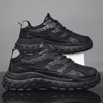 Мужские повседневные кроссовки Дышащая сетка + лоскутная обувь из искусственной кожи для ходьбы Нескользящие удобные кроссовки для тренажерного зала и тенниса Спортивные кроссовки для фитнеса для мужчин 39