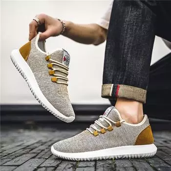 Мужские повседневные кроссовки, дышащие кроссовки, модная тенденция, обувь с сетчатой поверхностью 39 золотой