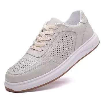 Мужские повседневные кроссовки из мягкой кожи 2024 года выпуска - Мягкая подошва, белые туфли из коровьей кожи 40