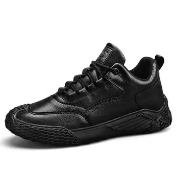 Мужские повседневные кроссовки из натуральной кожи, мужские мокасины, мужская обувь для вождения, горячая распродажа, мокасины ручной работы, дышащая обувь для ходьбы 38 чёрный