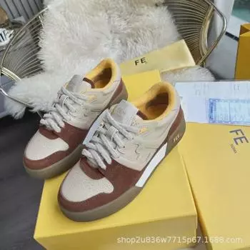 Мужские повседневные кроссовки из натуральной кожи F Home Match Retro, стиль Xu Kai, спортивная обувь для пар в тон 42 кофейный