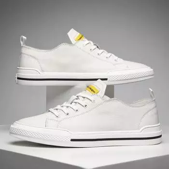 Мужские повседневные кроссовки из натуральной кожи – модная, дышащая, универсальная белая обувь для осени и зимы. 43 белый