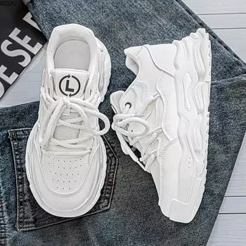 Мужские повседневные кроссовки, кроссовки, низкие кроссовки со шнуровкой, классические, толстые, модные, простые мужские кроссовки, популярная модель 39 чёрный